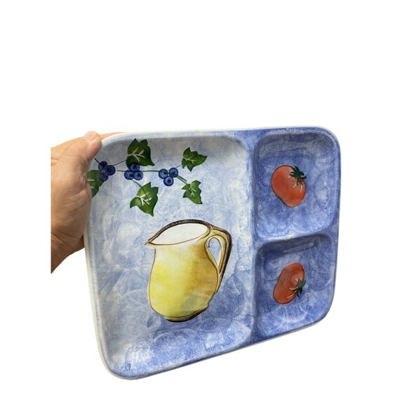 Ceramica JRM Handcrafted Stoneware Divided fruite pitcher art Serving plate 11.5 - Picture 10 of 10
